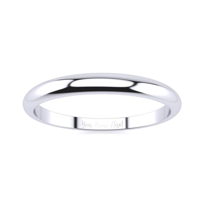 Platinum 2MM Heavy Tapered Ladies and Mens Wedding Band, Size 14